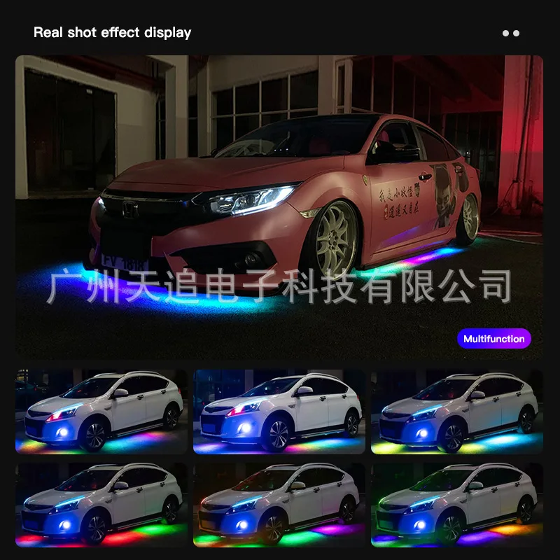 Car Symphony App Chassis Light Strip, Atmosphere Light LED Music Bluetooth Remote Control Light Bar Waterproof 90 * 120