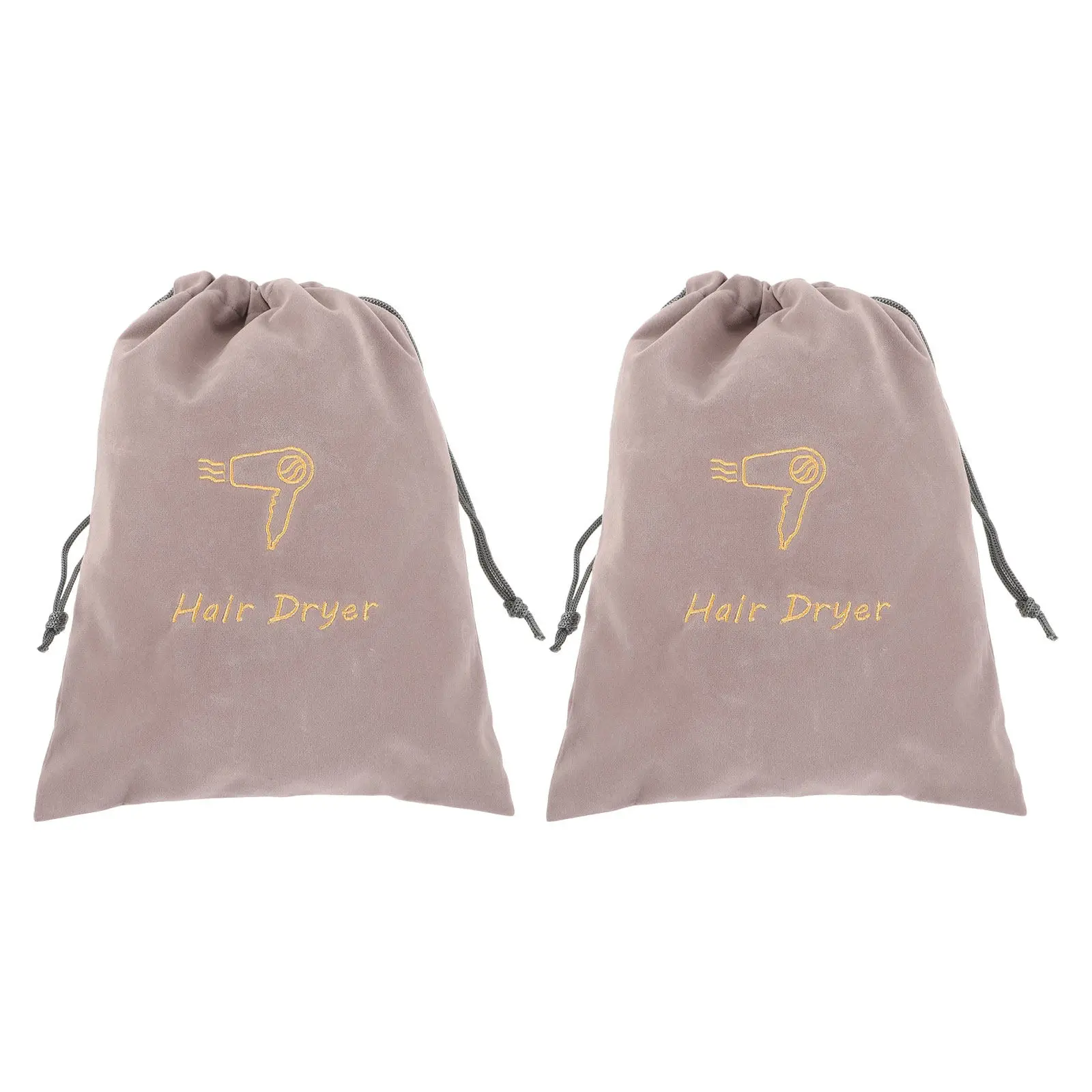 2Pcs Jewelry Storage Bag Soft Flannel Drawstring Organizer Portable Travel Hair Dryer Makeup Accessories Holder Case