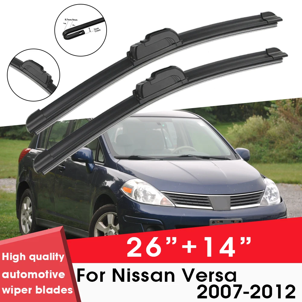 

Car Wiper Blade Blades For Nissan Versa 2007-2012 26"+14" Windshield Windscreen Clean Rubber Silicon Cars Wipers Accessories