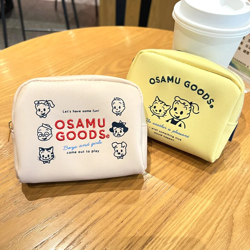 Kawaii OSAMU GOODS Cosmetic Bag Portable Travel Storage Bag PU Waterproof Cartoon Embroidery Wallet Durable Nice For Girls Gifts