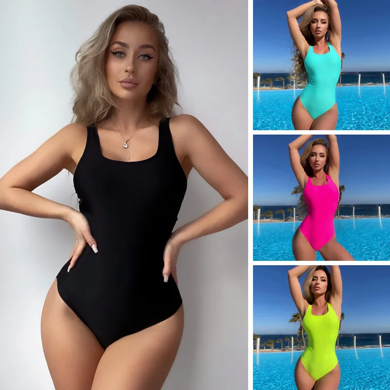 Swimming River Swimwear New Ladies Sexy Siamese Slim-Fit Slimming Push-up Solid Color Swimsuit