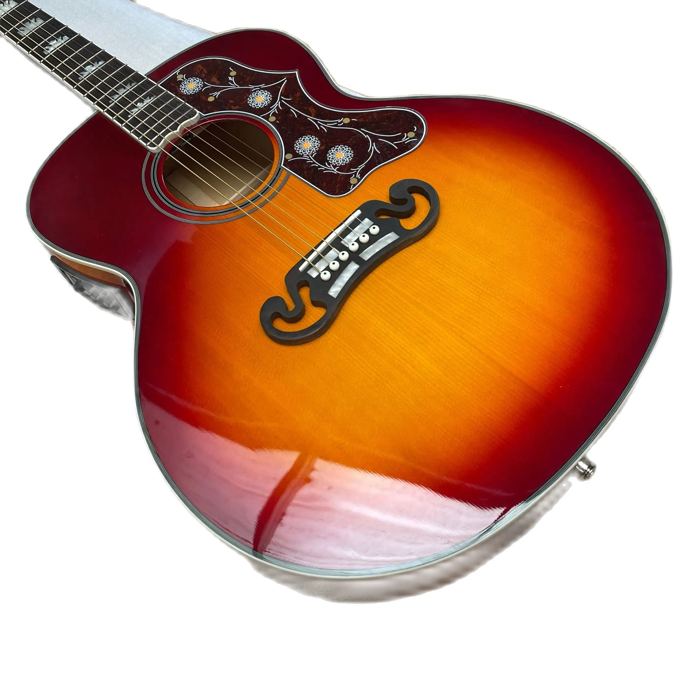 

In Stock New Arrival 43# SJ200 Acoustic Electric Guitar Camping Tools,Bone Nut/Saddle J200 In Cherry Sunburst 20240115