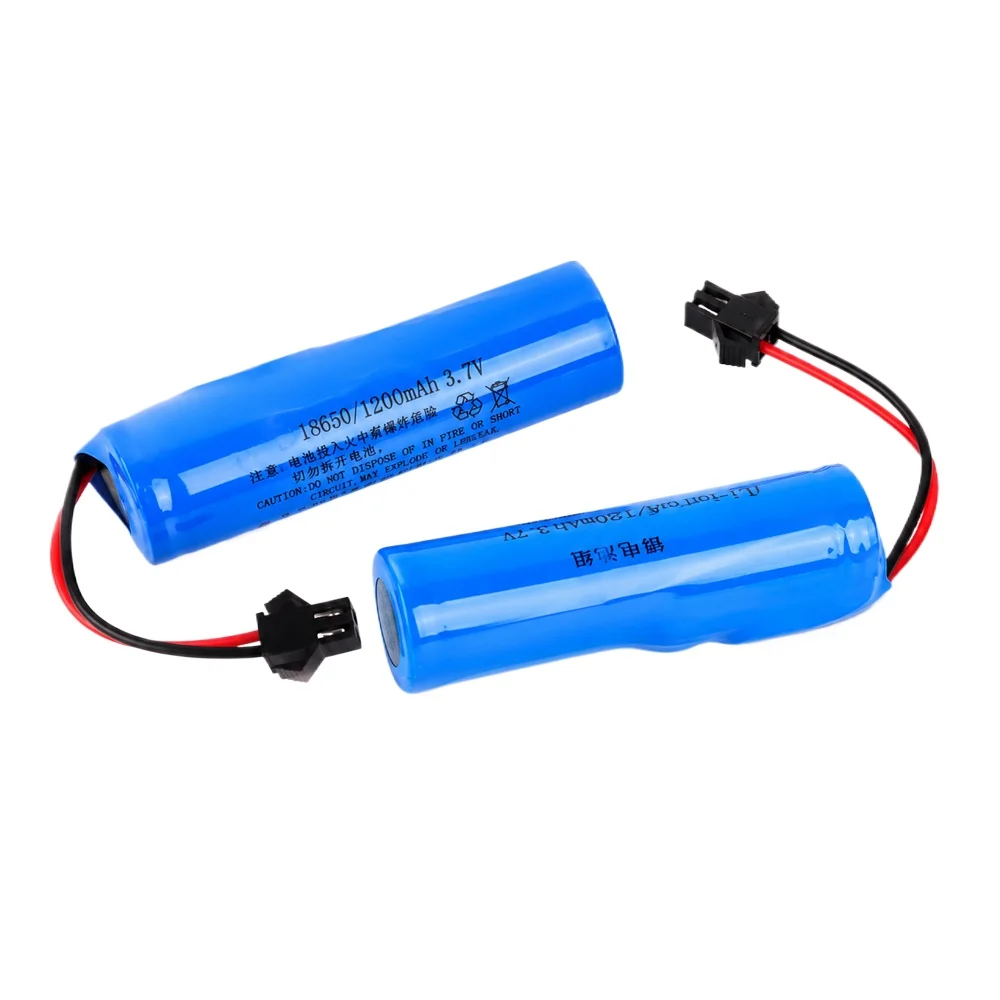 3,7V 18650 1200mAh Wiederaufladbare Lithium-Batterie mit SM-Stecker für Spielzeugauto, Seifenblasenmaschine, Elektrisches Spielzeug, Schutzplatine