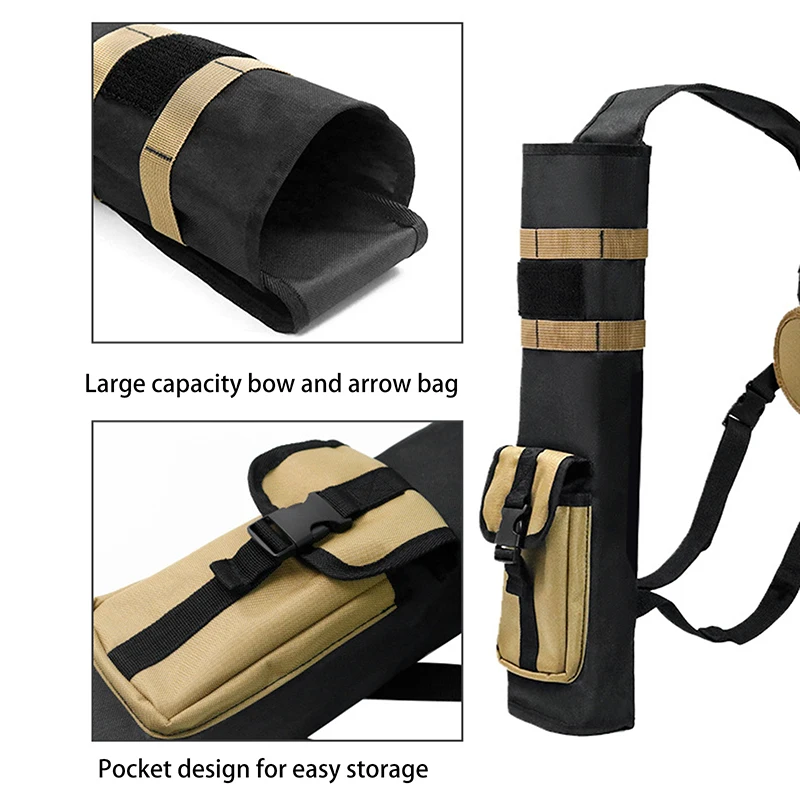 Archery Lightweight Arrow Quiver Holder Hip Back Dual Use Foldable Compact Hip Arrows Bag With Pocket Oxford Cloth Arrow Bag