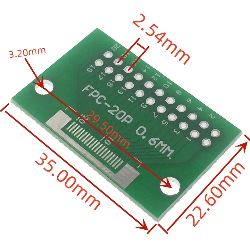 Carte de Test FPC/FFC, 1 pièce, 0.6MM, plaque de Conversion 20P 30P, espacement de 2.54MM, commutation PCB