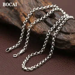 BOCAI New S925 Sterling Silver Jewelry Wholesale Vintage Fashion 4mm Circle Necklace Women's Selected Gift