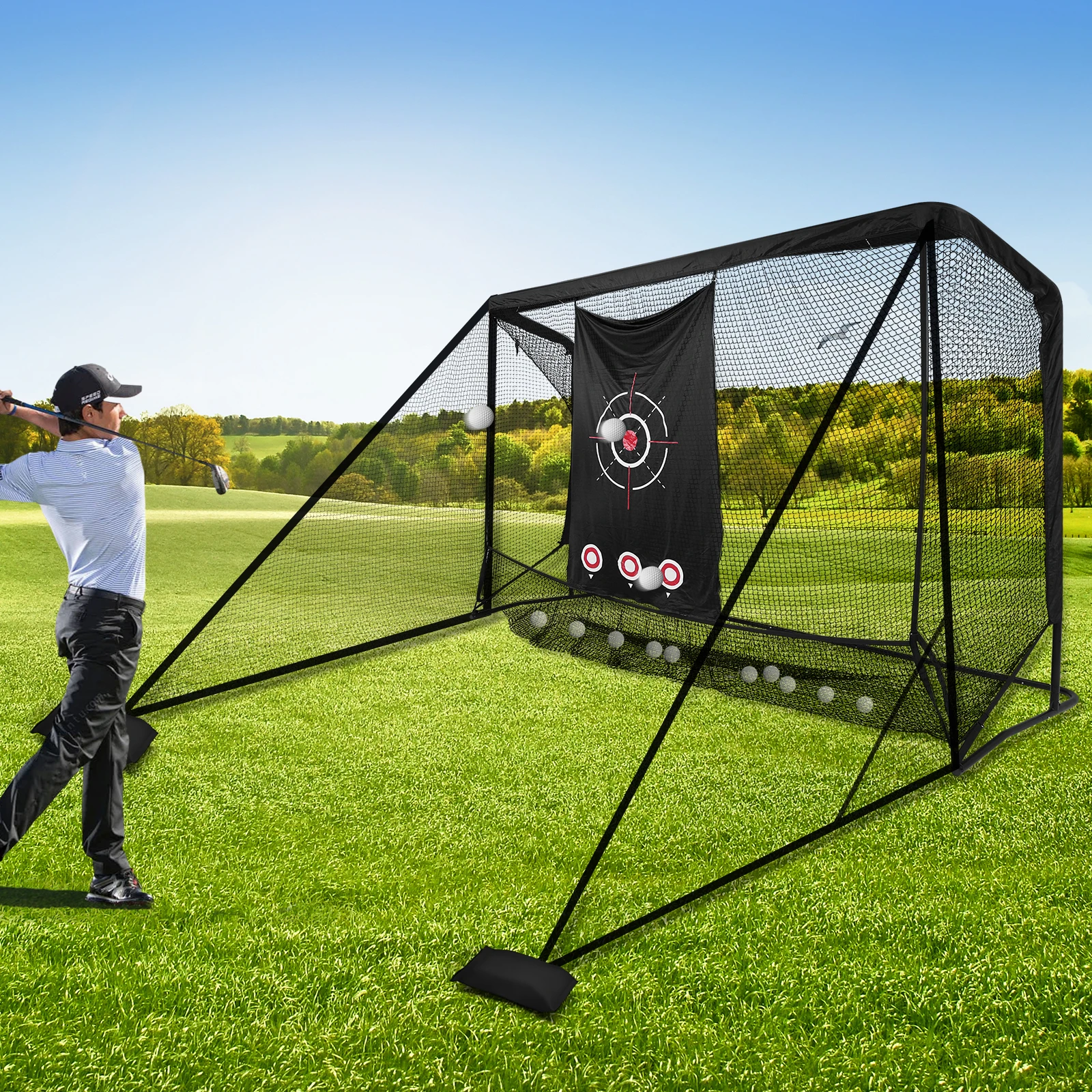 

Golf Hitting Nets 10x7FT Heavy-Duty Golf Cage Practice Hitting Net for Backyard Driving Chipping Gifts for Men Dad Him