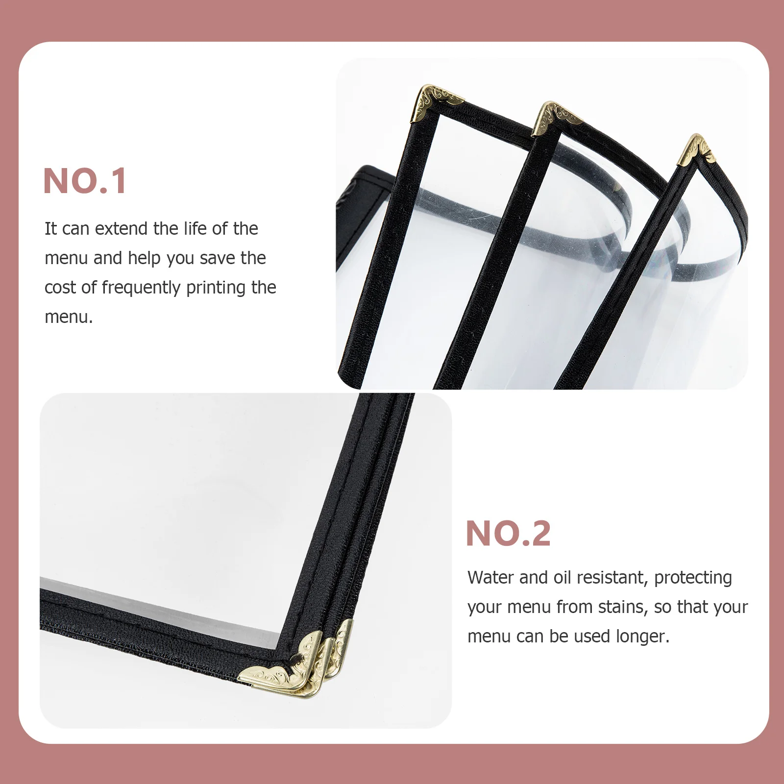 

Heavy Duty Menu Cover with Clear PVC Material for Coffee Shop Pub Porterhouse Stain Resistant Reusable Menu Saver Case