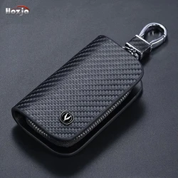 Carbon Fiber Pattern Leather Car Key Case Zipper Key Cover for CHANGAN CS75 PLUS CS55 PLUS EADO UNI V UNI K Accessories 2024