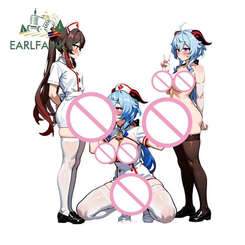 

EARLFAMILY Futanari Genshin Impact Car Stickers Creative Anime Fellatio Decal Waifu Host Car Goods Accessories Caravan Decor