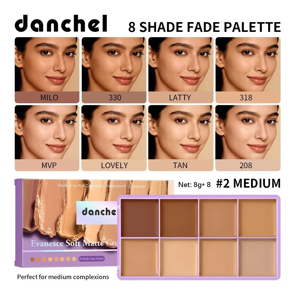 8 Shade Cream Concealer Palette Waterproof Long Lasting Soft Matte Cream Concealer Oil Control Full Coverage Concealer Palette
