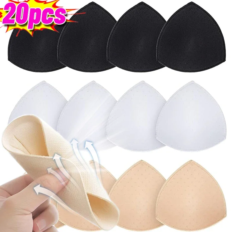 Triangle Sponge Bra Pads for Women 2/30Pcs Removable Invisible Insert Bikini Swimsuit Breast Enhancers Chest Cup Pad Accessories