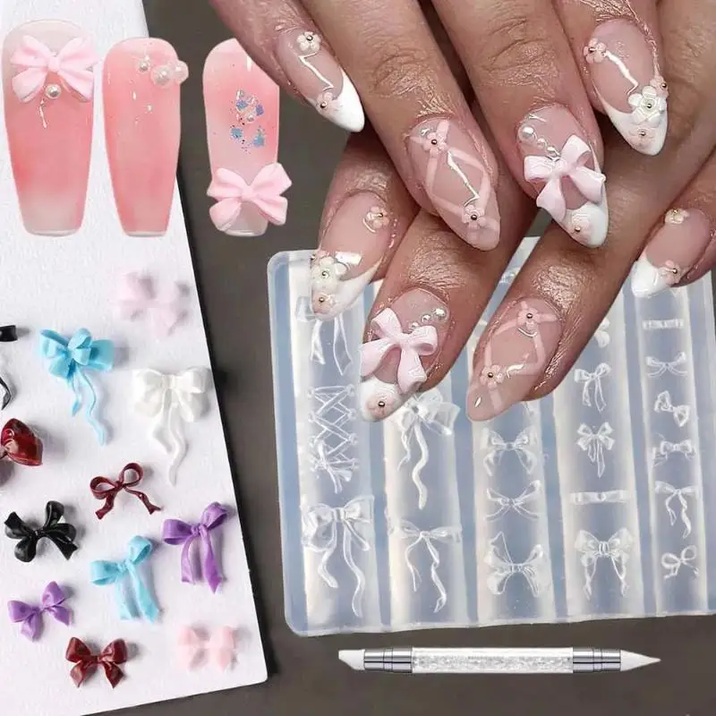 Nail Mold 2/3pcs Relief Lily Flowers Carving 3D Silicone Hibiscus Petals Modeling Templates Clear Resin Epoxy Tools