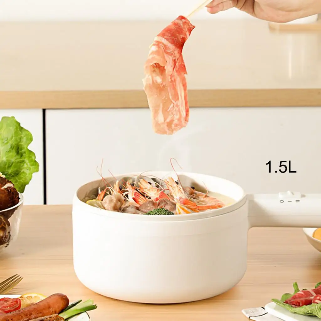 1.5L Electric Skillet Multi Cooker Ceramic Non Stick Coating Fry Boil Steam Eggs Steak for Camping Travel