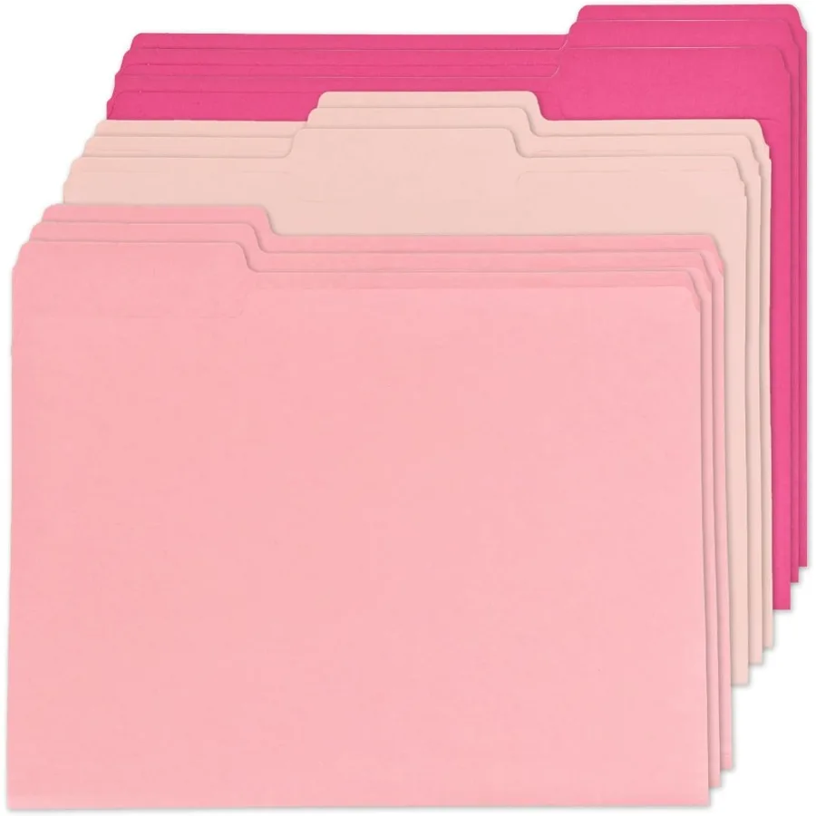 

12 шт. розовые папки для файлов, размер буквы, цветные папки для файлов Manilla с 1 3 вырезанными вкладками, декоративные горшки для файлов для офиса, школы, бизнеса