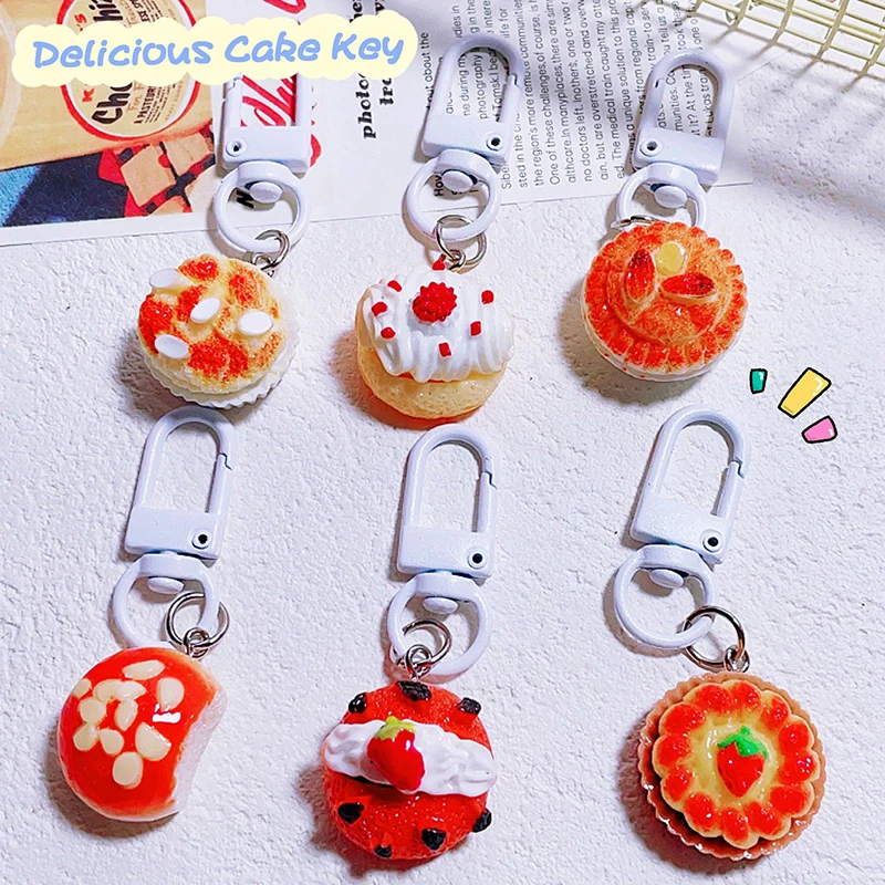 Kawaii Cartoon Bolo Pão Chaveiro, Pingente De Comida Criativa, Saco Charme, Fone De Ouvido, Decoração Pendurada