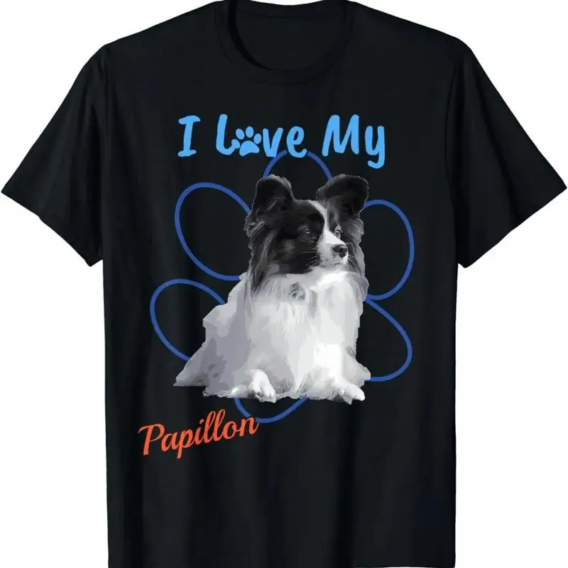 

I Love My Papillon Best Dog Lover Paw Print T Shirt