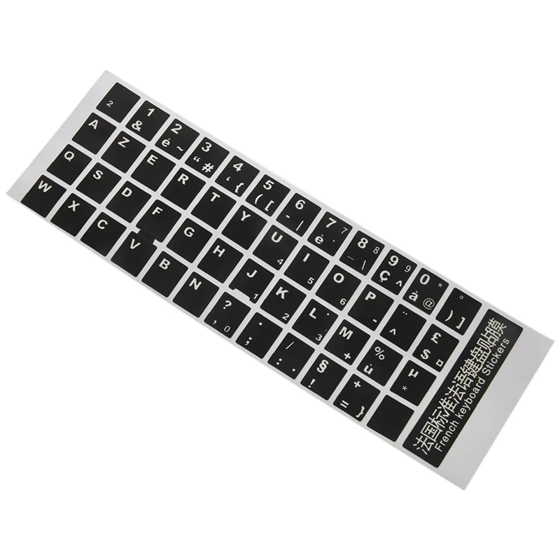 White Letters French Azerty Keyboard Sticker Cover Black for Laptop PC