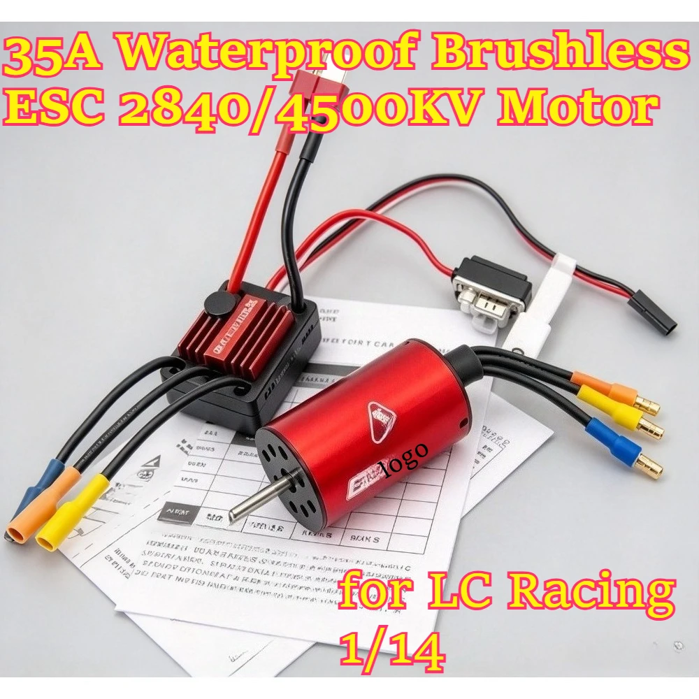 RC Part 35A Waterproof Brushless ESC 2840/4500KV Motor for LC Racing 1/14 Buggy Monster Short Course custom size accessories