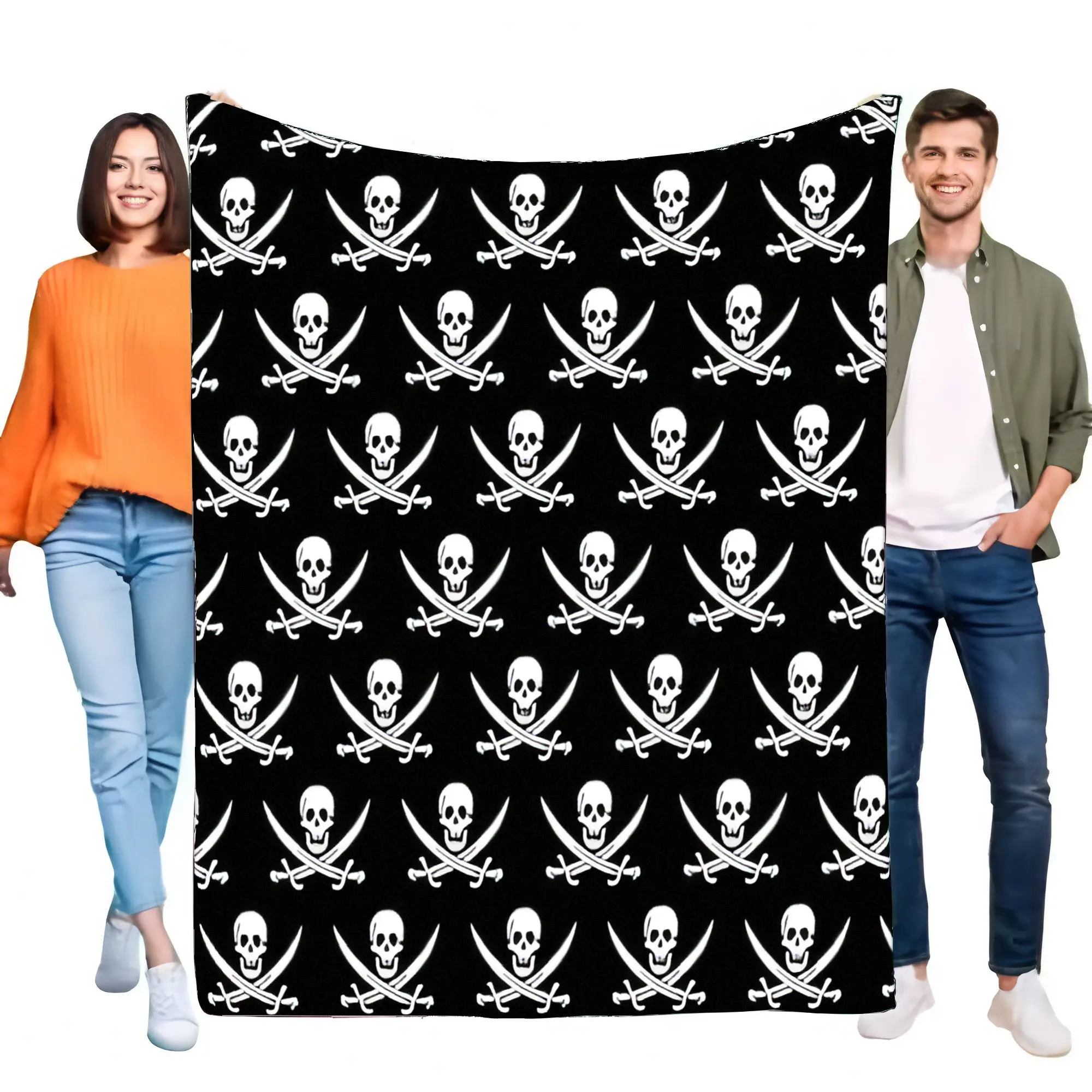 Pirate Skull and Crossbones Blanket Cozy Soft Throw for Sofa Bed Lightweight Warm Gift for Kids and Adults Perfect for Home Deco