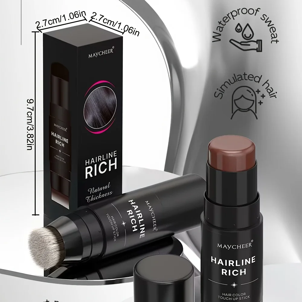 قلم تلوين الشعر المؤقت 2 في 1 مع فرشاة - تغطية سريعة للأبيض والرمادي، عصا لمس مقاومة للماء لمظهر طبيعي #6