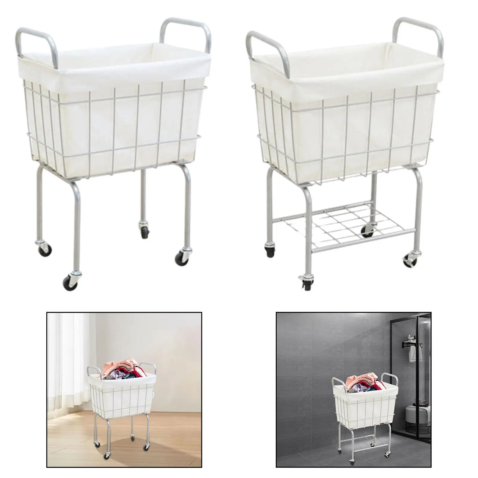 

Laundry Cart with Wheels Washing Bin Sheets Linens Toys Blankets Dirty Clothes