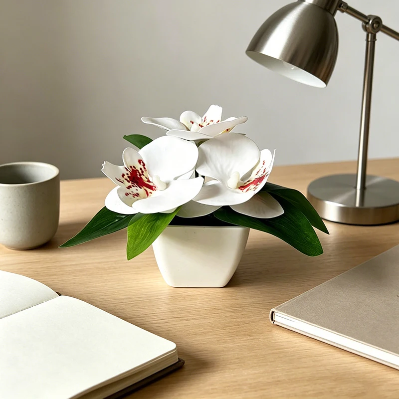 3-Head Simulated Butterfly Orchid Potted Plant Decoration, Home Decor, Hotel Indoor Foyer Decoration, Artificial Flower Bonsai - view 6