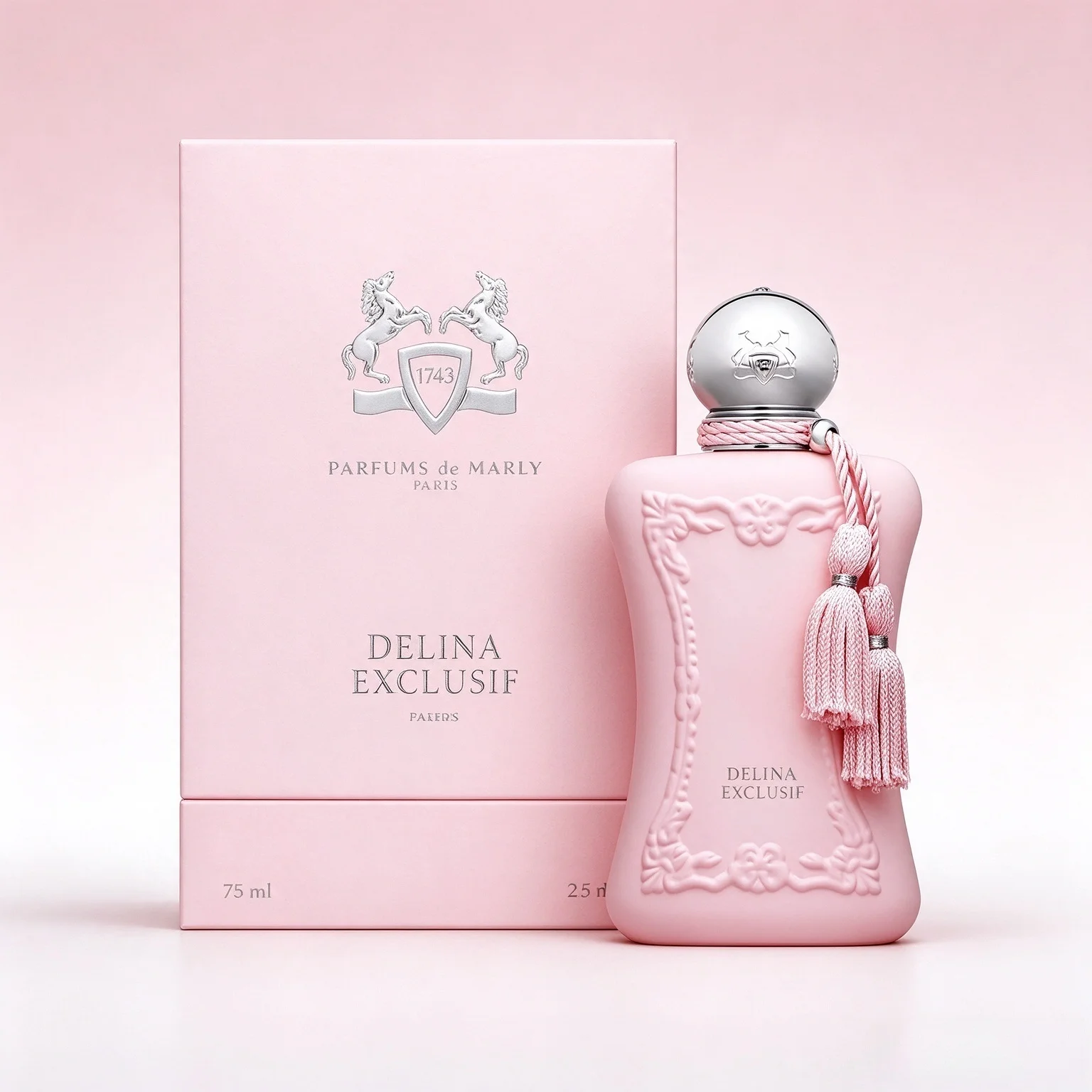 Parfums De Marly Delina Exclusif Parfum for Women 75ml, Amber Floral Fragrance, Bergamot, Pear, Lychee, Damascena Rose, Frankincense, Vanilla & Tonka Bean, Luxury Long Lasting Women Perfume Spray