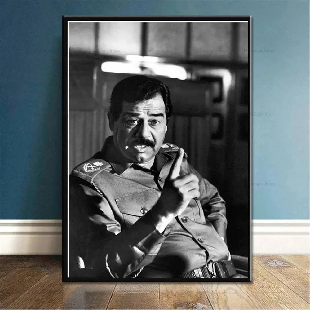 The Great Leader Saddam Hussein Portrait Cigar Poster Prints Wall Art Canvas Painting Picture Gift For Room Bedroom Home Decor