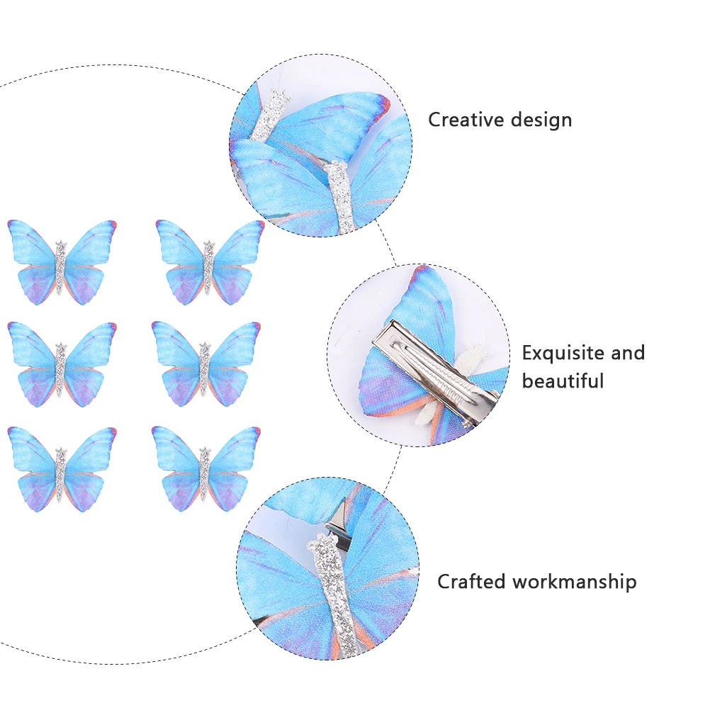 

6 Pcs Butterfly Hair Clip Stylish Durable Comfortable Girls Ladies Home Office Parties Hairpins Accessories Hair Care Styling