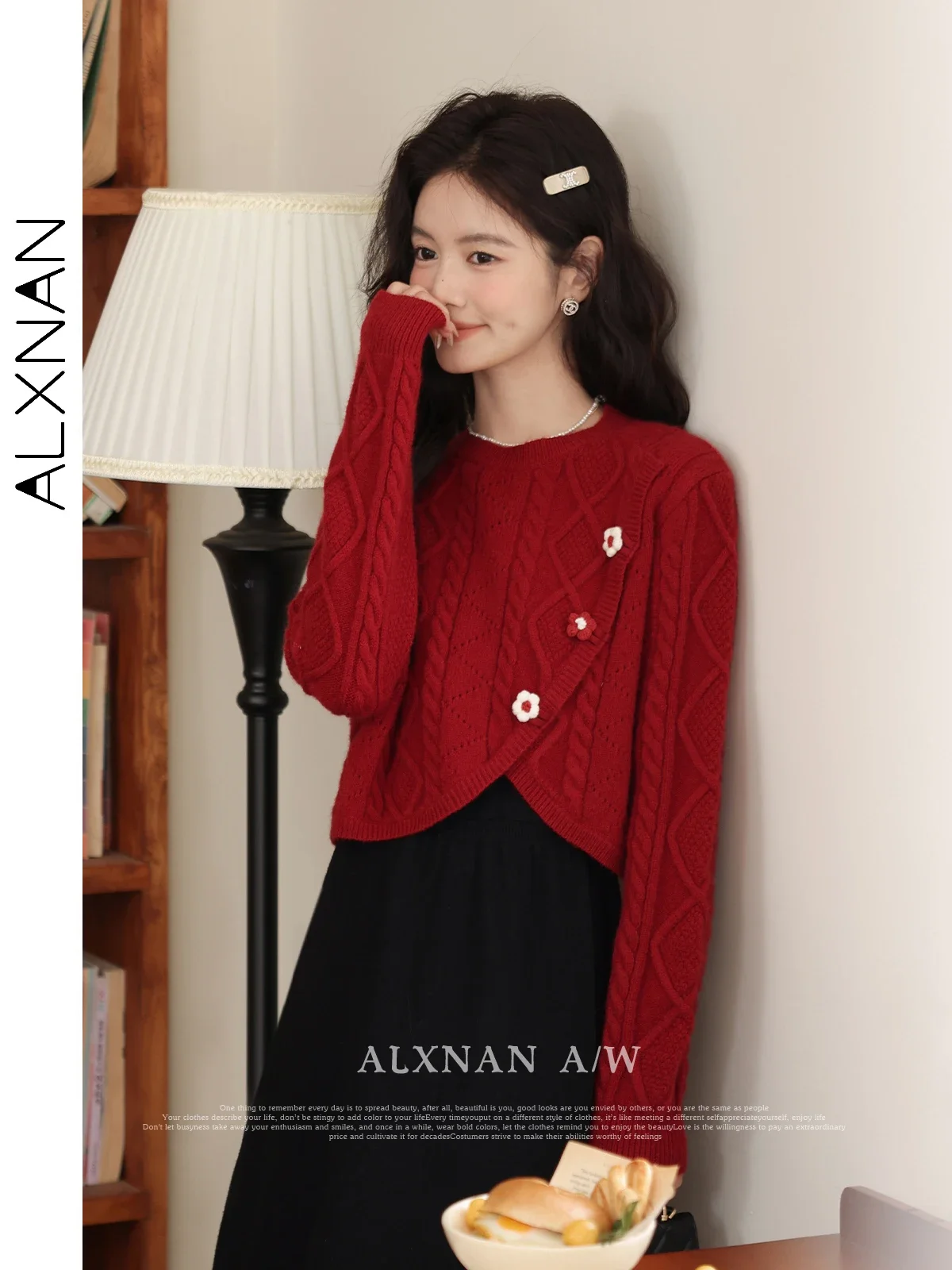 ALXNAN 2024 Autumn Winter New Women\'s Sweater Elegant Basic Straight Intellectual Soft Knitwear Jumper Sold Separately LXN32258