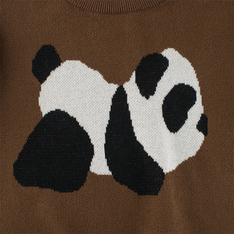 Boys Woolen Sweater Crochet Cotton Windbreak 2024 Panda Plus Thicken Autumn Winter Pullover Warm Children's Clothing