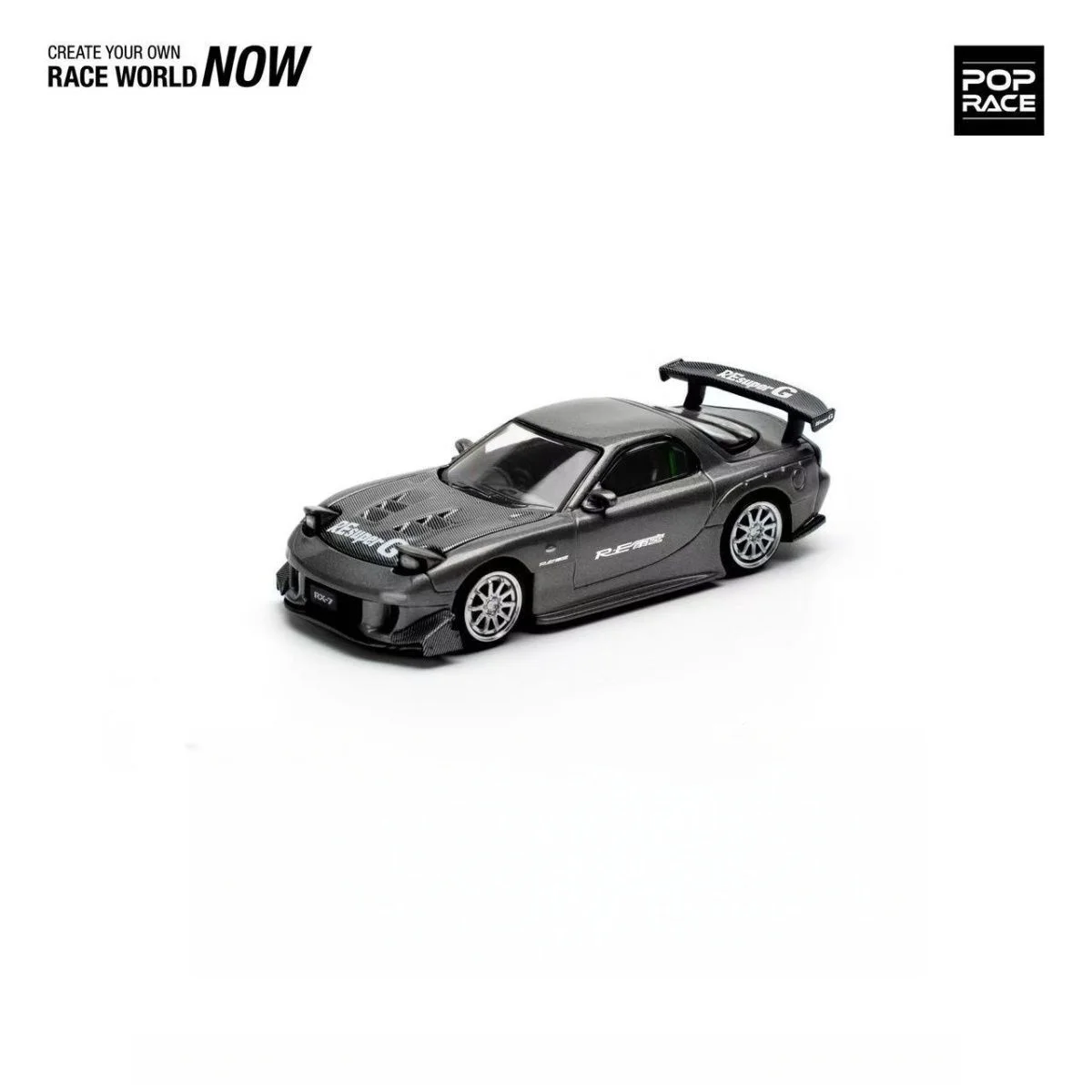 Poprace 1:64 RX7 RE AMEMIYA WIDEBOAD modelo de carro em liga