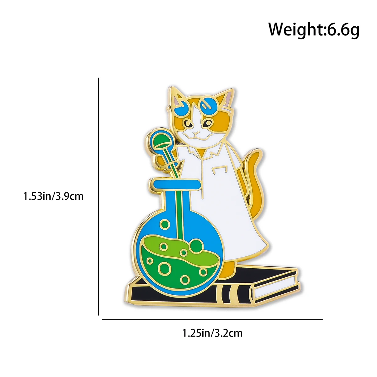 Catuni Cute Chemistry Biology Enamel Animal Brooch Pin Mouse Cat Rabbit Panda Science Lanyard Lapel Badge Accessories Gifts for
