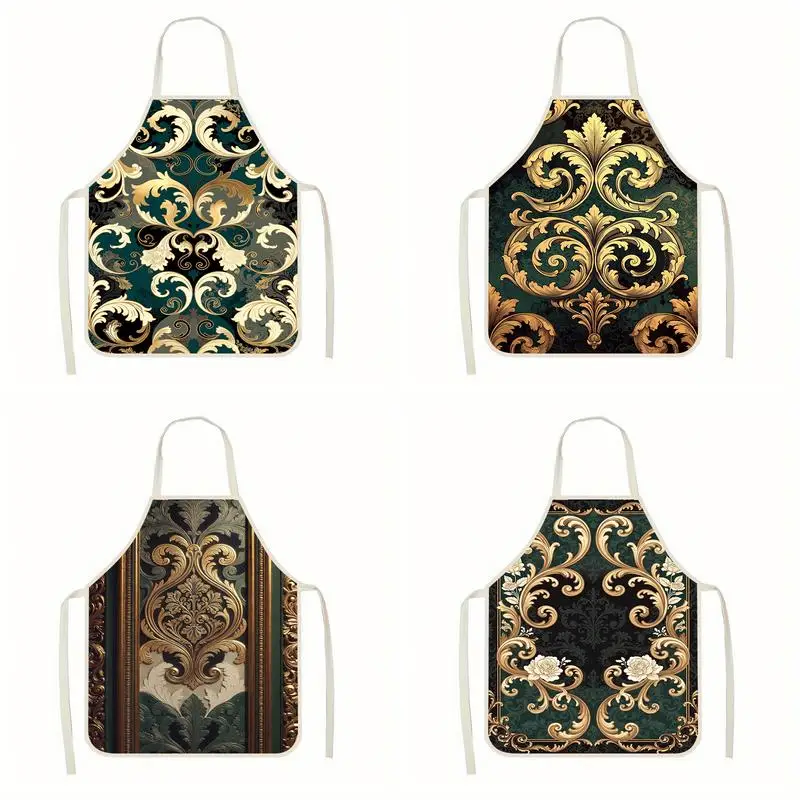 

Baroque Pattern Aprons Linen apron, suitable for kitchen cooking, parent-child interaction, painting and other scenarios