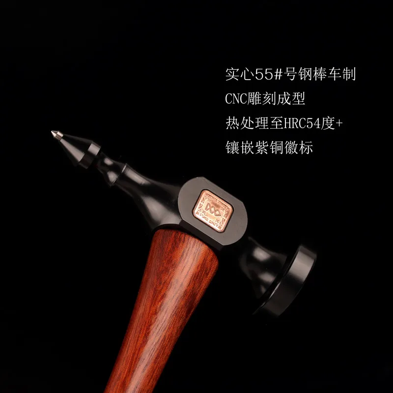 High Quality Carbon Steel Window Breaking Hammer Pointed Tactical Hammer Creative CNC Carving Inlaid Purple Copper Hand Tool