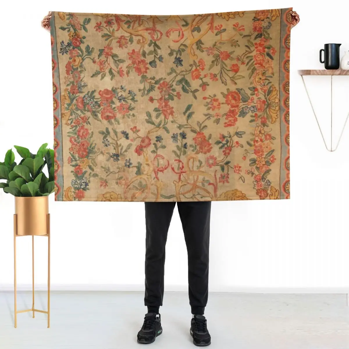 Antique French Savonnerie Rug Print Throw Blanket Multi-Purpose manga Designers Stuffeds warm for winter Blankets