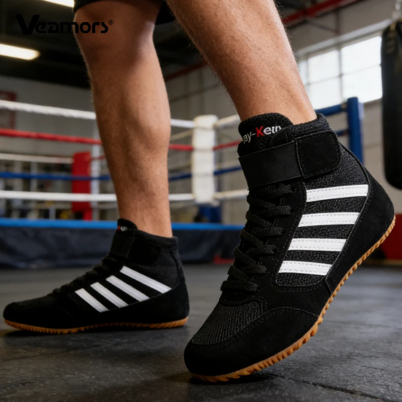 

Breathable Mesh Wrestling Shoes Women's Elastic Boxing Boots Anti-slip Kids Free Combat Boxing Sports Shoes
