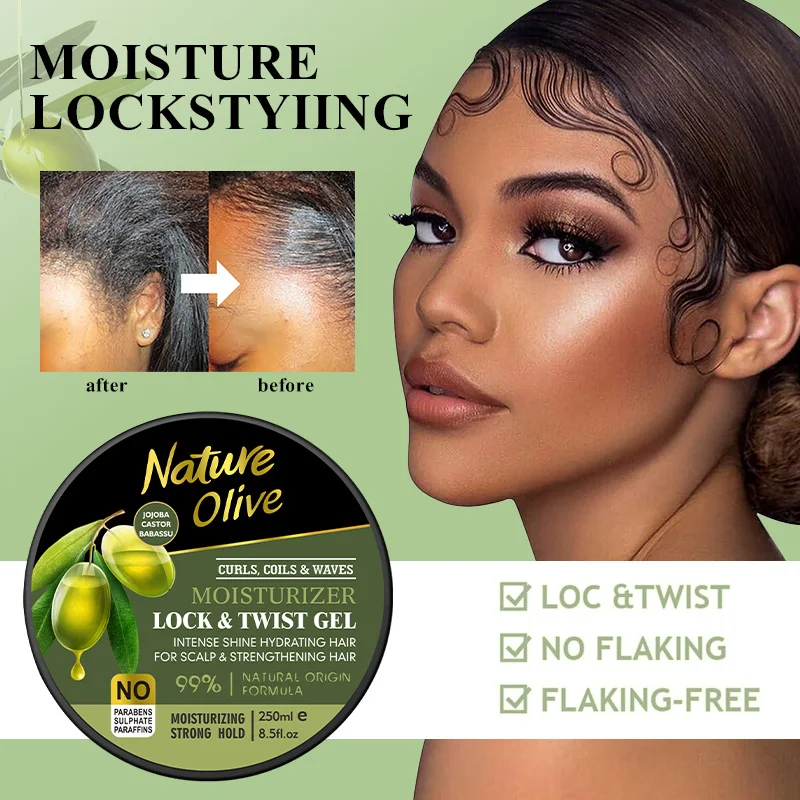 Pretty Cowry Olive Extra Hold Conditioning Shining Braid Gel - Flake-Free, Long-Lasting Smooth Hold, High Shine for Natural Hair