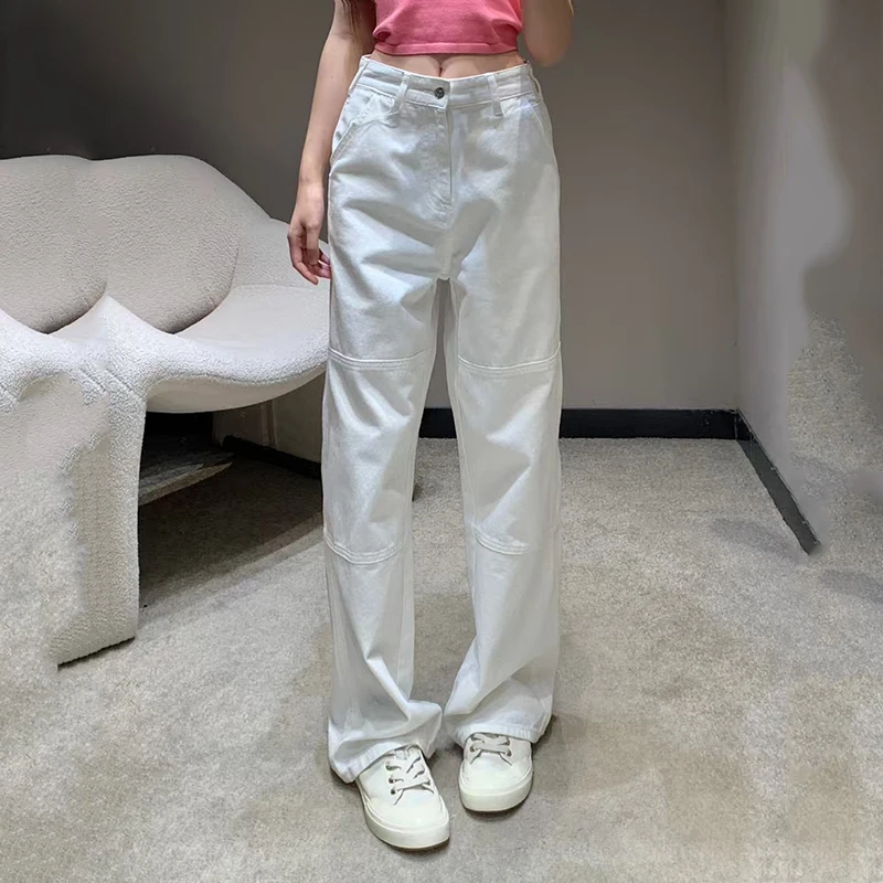 

Women's jeans, fashionable versatile trousers, washed straight trousers, high quality cotton, summer, new, 2025