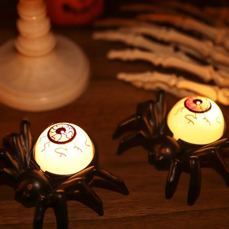 12 PCS Halloween Spider Tea Lights Novelty LED Flameless Spider Candelabra Lamps for Halloween Party Table Horror Decoration