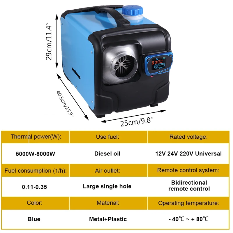 3 in 1 12V/24V/220V Diesel Air Heater 5KW--8KW Parking webasto Dry Without Turning on The Engine for Car Home Auxiliary Kits