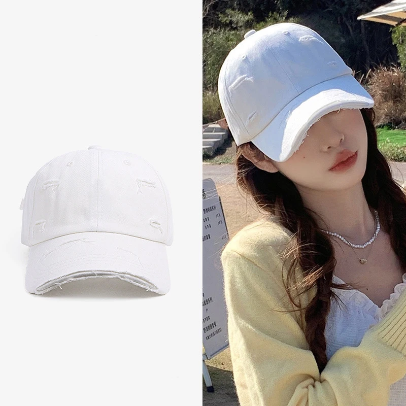 Men's and women's new spring and summer hip-hop versatile soft top curved eave retro personality distressed hole duckbill hat - view 2