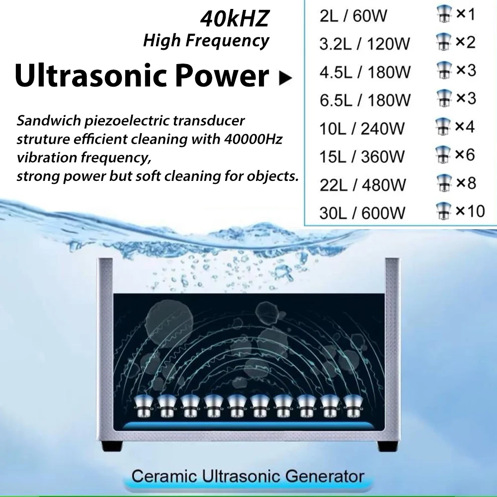 Pulitore ad ultrasuoni per riscaldamento digitale 2/3/6/10L/30L 220V 40KHZ Macchina per la pulizia ad ultrasuoni in acciaio inossidabile Elettrodomestico