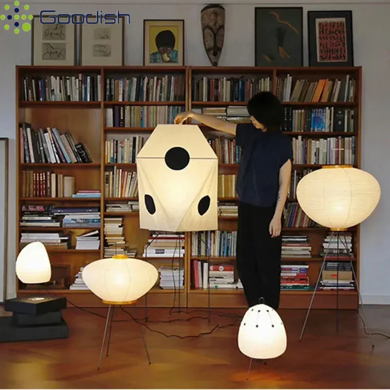 Modern Simplicity Nordic LED Floor Lamps Rice Paper Lantern Art Creative Plated Light for Living Room Home Decoration Chandelier