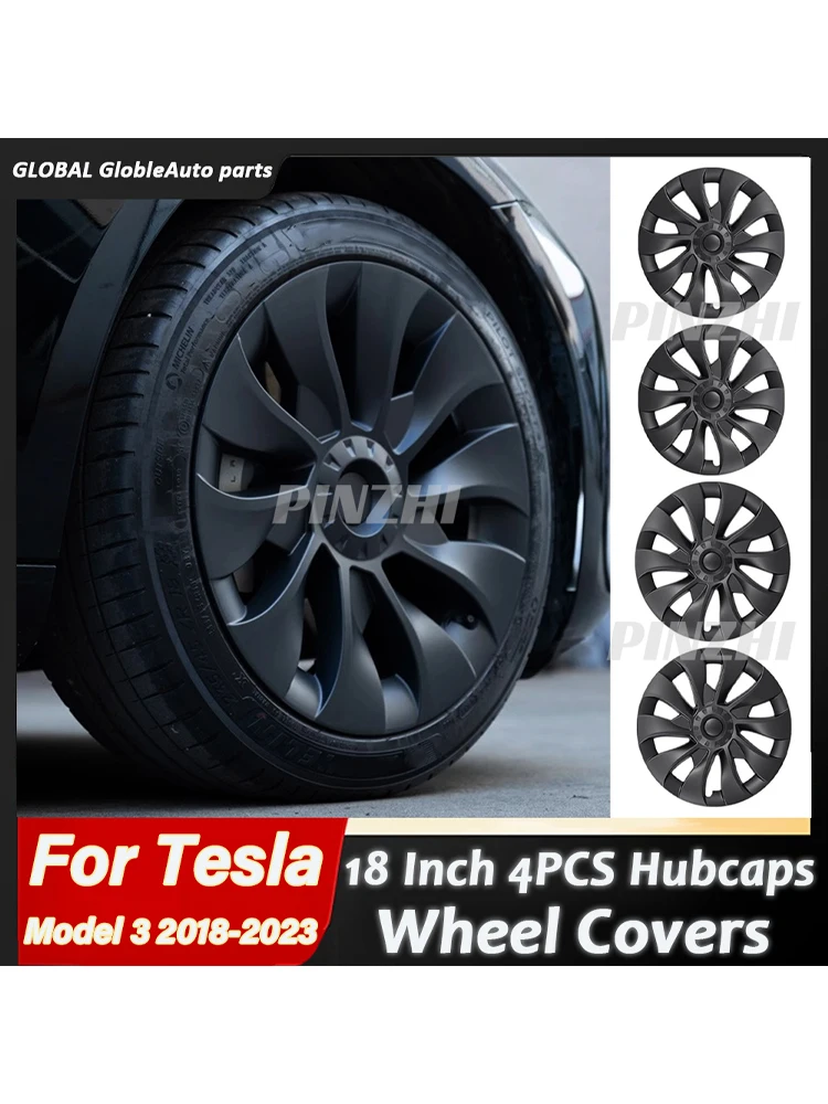 Osłony kołowe kompatybilne z osłonami kołowymi Tesla Model 3 2018 2019 2020 2021 2022 2023 18-calowe 4-kawałkowe osłony kołowe Pasuje do osłon kołowych długiego zasięgu Model 3 Aero — 2