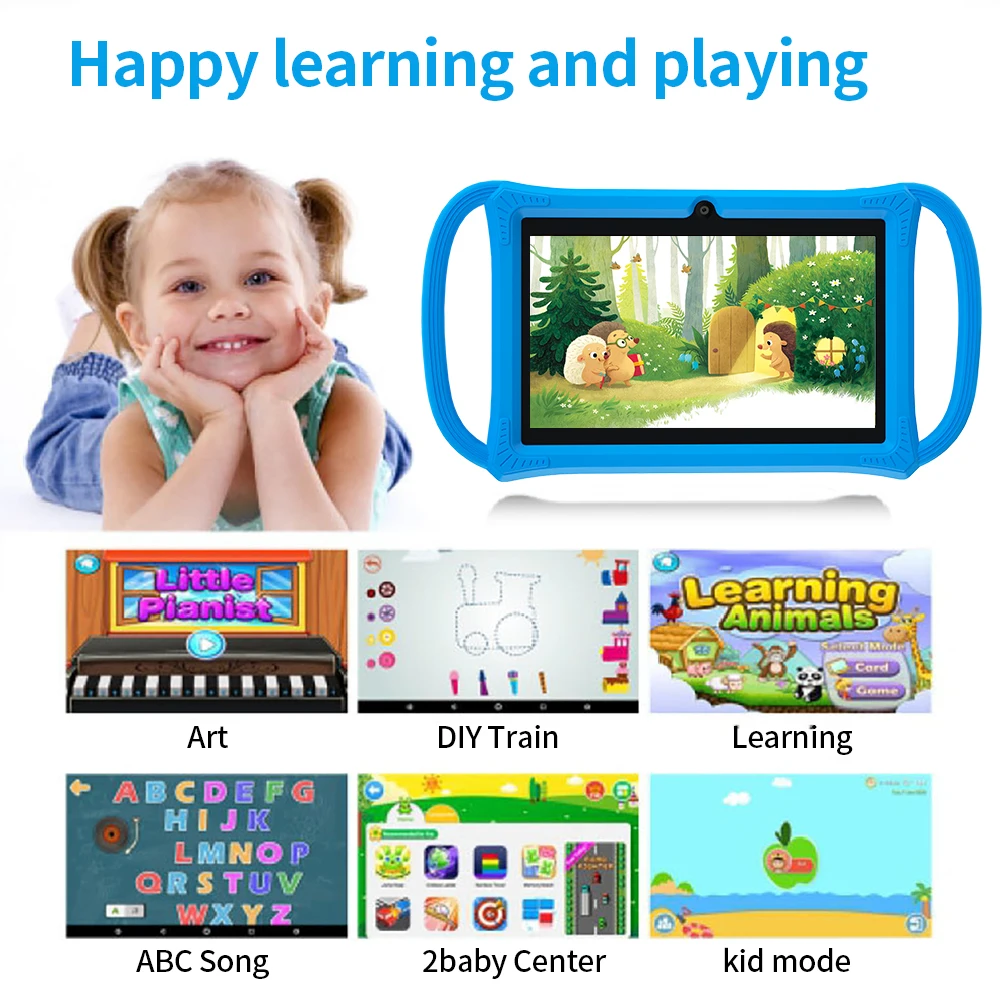 Kids Tablet 7.0 Inch Android 12 Quad Core 4GB RAM+64GB ROM 4500mAh Dual Camera WiFi Parental Control