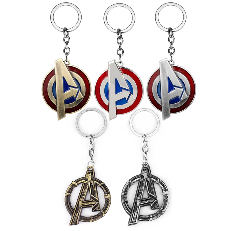 Miniso Anime Marvel Letter A Captain America Metal Car Keychain Men Women Bag Pendant Keyring Key Holder Birthday Gift