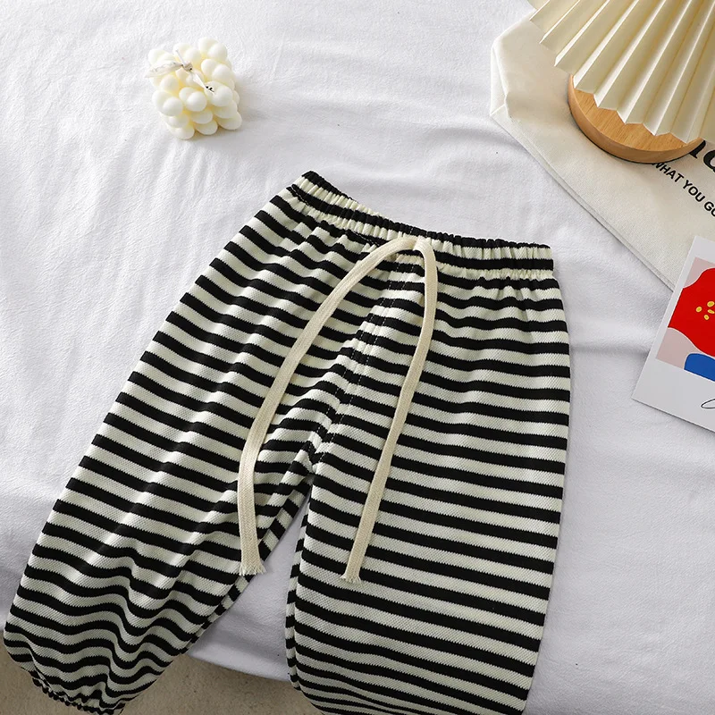 Summer New Children Anti-mosquito Pants Classic For Boys And Girls Baby Casual Striped Outside Ankle-length Sports Pants