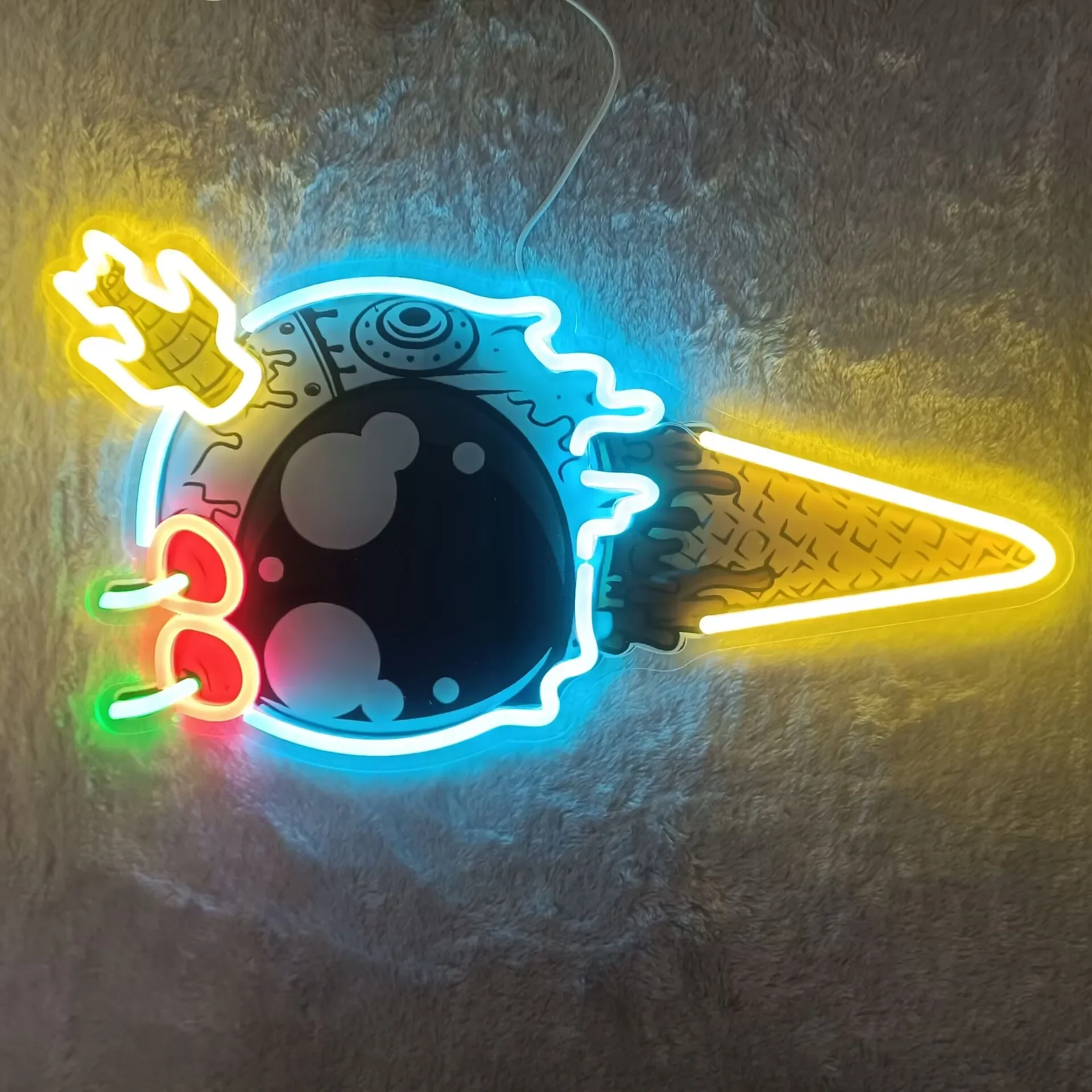 الميكانيكية الرياح الآيس كريم ضوء النيون LED النيون تسجيل USB الطاقة لغرفة النوم غرف معيشة نادي مقهى بار رجل كهف حفلة هدية جدار ديكور